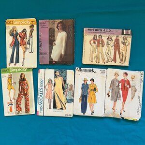 Vintage Lot of 7 70s Sewing Pattern Size 8 Bust 31.5”